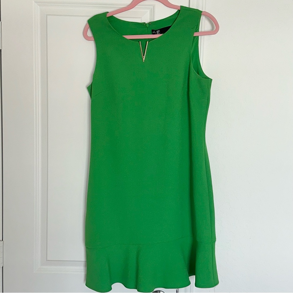 Leslie Fay Vintage 8 Green Solid Mature Classic Easter Summer Midi Dress